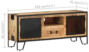 Móvel de TV 110x31x46 cm madeira de mangueira áspera