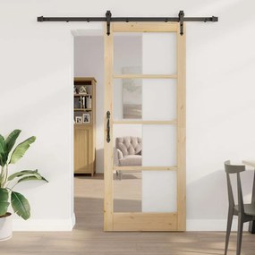 vidaXL Porta Deslizante Manual Castanho 83 x 211 cm Madeira e metal