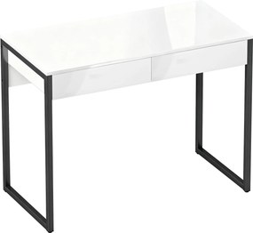 HOMCOM Escrivaninha 100 x 50 cm Mesa de Computador/Mesa de Escritório com 2 Gavetas, para Espaços Pequenos, Preto | Aosom Portugal