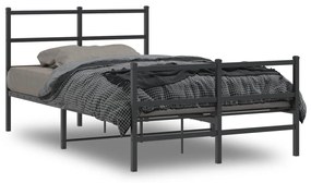 vidaXL Estrutura de cama com cabeceira e pés 120x190 cm metal preto