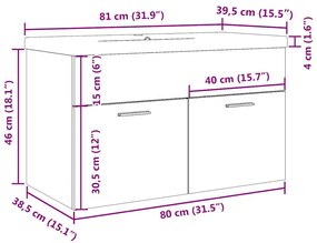 2 pcs conj. móveis casa banho derivados madeira madeira velha