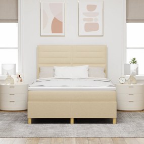 Cama Box Spring com Colchão Creme 140x200 cm Tecido