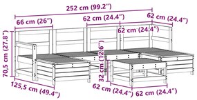 7 pcs conjunto de sofás para jardim madeira de pinho maciça