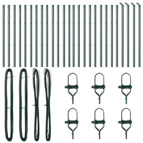 Postes de Cerca vidaXL 26 pcs Verde Ø32 mm 100 cm Aço Galvanizado
