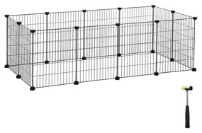 Cerca modular de metal para roedores e pequenos animais | SONGMICS | 143 x 73 x 46 cm | preto | LPI01H.