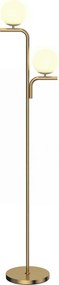 Candeeiro de pé para sala com duas cabeças, candeeiro de pé com 3 temperaturas de luz, abajur de vidro, dourado