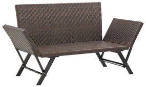 Banco de jardim com almofadões 176 cm vime PE castanho