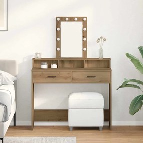 Mesa de Maquiagem com Luzes LED Carvalho Artesanal 100x41x140 cm