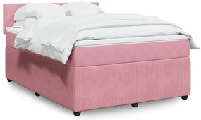 vidaXL Cama com molas/colchão 140x200 cm veludo rosa