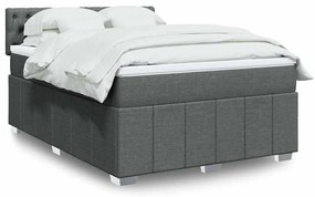 vidaXL Cama com molas/colchão 140x190 cm tecido cinzento-escuro