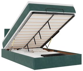 vidaXL Cama otomana com colchão 120x190 cm veludo verde-escuro