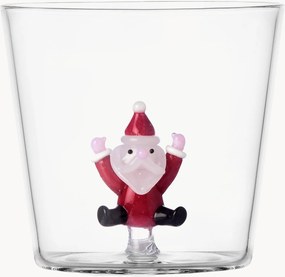 Copo em vidro de borossilicato artesanal com figura de Pai Natal saltitante Christmas Tales