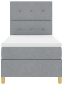 Camas Box com Colchão e Luz LED Cinza Claro 100x200 cm Tecido