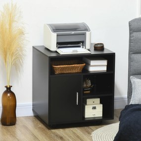 Armário de Escritório para Impressora Multifuncional com Prateleiras e Amplo Espaço de Armazenamento 60x50x65,5 cm Preto