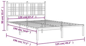 Estrutura de cama com cabeceira 120x190 cm metal branco