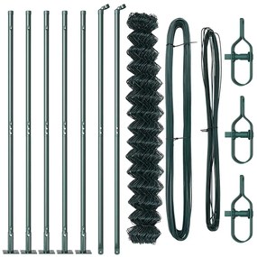 Conjunto de Postes de Cerca Prateado 10 x 1.6 m