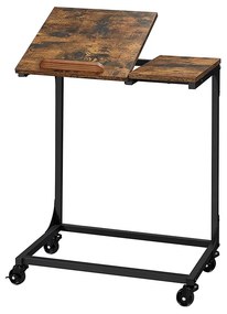 Mesa auxiliar para sofá com tampo inclinável e estrutura em aço. | VASAGLE | 55 x 35 x 66 cm | preto | LET352B01.