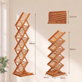 Expositor de Folhetos Dobrável, 40 x 35 x 146 cm, 5 Níveis com Altura Regulável, Nogueira