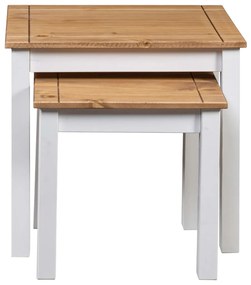 Mesas de encastrar 2 pcs madeira de pinho maciça Panama branco