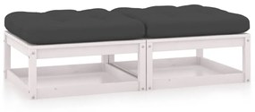 vidaXL Apoio de pés p/ jardim c/ almofadões 2 pcs pinho maciço