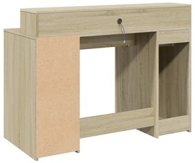 Secretária luzes LED 120x55x91cm deriv. madeira carvalho sonoma