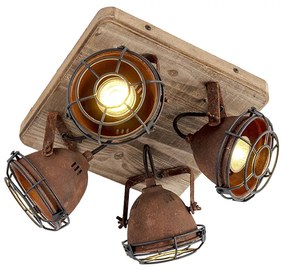 LED Foco Inteligente Castanho Ferrugem com Madeira Incl. 4 WiFi GU10 - Gina Industrial