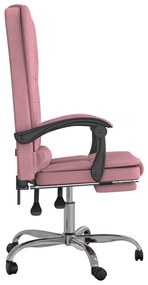 Cadeira de massagens reclinável p/ escritório veludo rosa