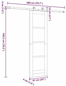 Porta Deslizante vidaXL com Conjunto de Ferragens 'ORKDAL'Madeira Maci