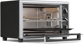 HOMCOM Mini-forno de 46 L com espeto rotativo, convecção, controlo de temperatura e temporizador, 1800 W, Preto | Aosom Portugal