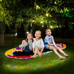 Baloiço crianças de 150 cm com luzes LED Cordas ajustáveis e Estrutura de aço para crianças e adultos Multicolorido