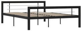 Estrutura de cama 140x200 cm metal preto e branco