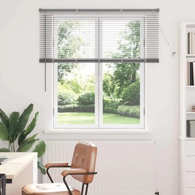 Persiana de Janela com cortinas Manual Prata 80 x 130 cm Alumínio