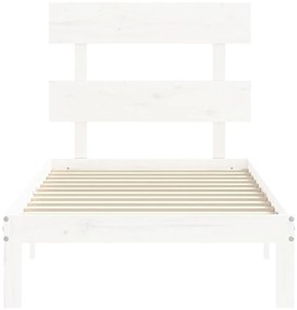 Estrutura de cama com cabeceira 100x200cm madeira maciça branco