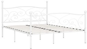 Estrutura de cama com estrado de ripas 200x200 cm metal branco