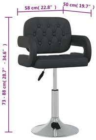 Cadeiras de jantar giratórias 2 pcs couro artificial preto