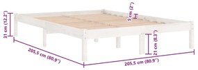 Estrutura de cama 200x200 cm pinho maciço branco