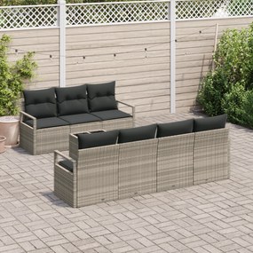 Conjunto de Sofá de Jardim vidaXL de 8 Peças com Almofadas Cinza Claro