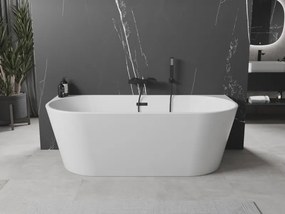 Mexen Oval banheira independente encostada 180 x 80 cm, branca, transbordo preto - 52671808000-70