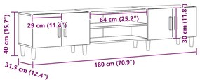 Cabinet de TV vidaXL Preto Carvalho 180x31,5x40 cm Madeira Derivada