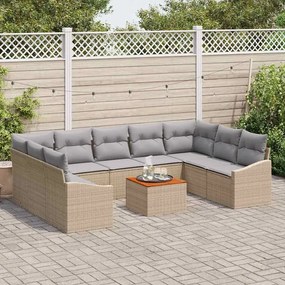 Conjunto de Sofás de Jardim 10 pcs Bege, cinza claro