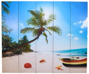 Biombo dobrável com estampa de praia 200x170 cm