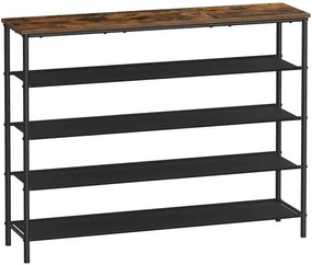 Sapateira estreita com 5 prateleiras para corredor | VASAGLE | 120 x 88,5 x 29 cm | marrom rústico|preto | LBS136B01.