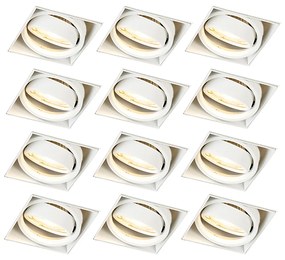 Conjunto de 12 focos embutidos brancos GU10 inclináveis sem moldura - Oneon Moderno