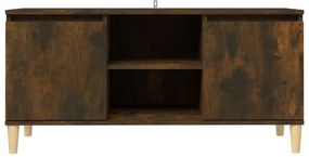 Móvel de TV pernas madeira maciça 103,5x35x50cm carvalho fumado