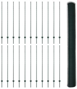Postes de Cerca vidaXL 11 pcs Canal U Verde 160 cm Aço