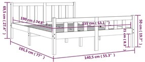 Estrutura de cama casal 135x190 cm madeira maciça branco