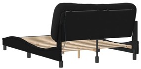 Estrutura de cama c/ luzes LED 120x200 cm tecido preto