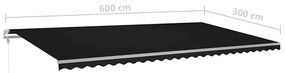 Toldo retrátil manual com postes 6x3 m antracite