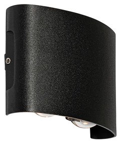 Candeeiro de parede exterior preto com LED 4 luzes IP54 - Silly Moderno