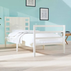 Estrutura cama solteiro 90x190 cm pinho maciço branco